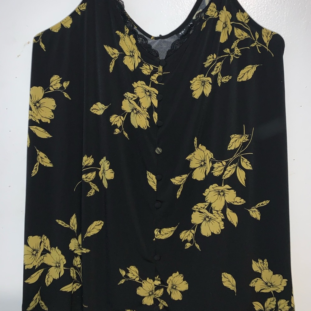 Torrid Black & Yellow Floral Swing tank